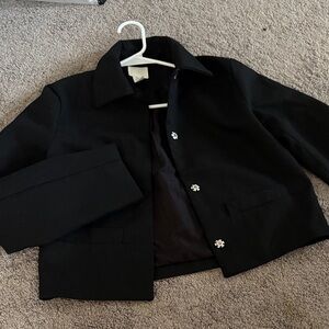 H&M Black Collared Jacket with Subtle Stitching